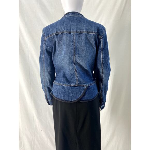 Yuka Jean Jacket in Denim Blue Denim with Dark Piping Size Medium - Picture 12 of 13